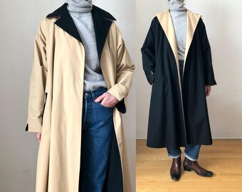 1980s Vintage Chacok Black Duster Coat 80s French Designer S M - Etsy