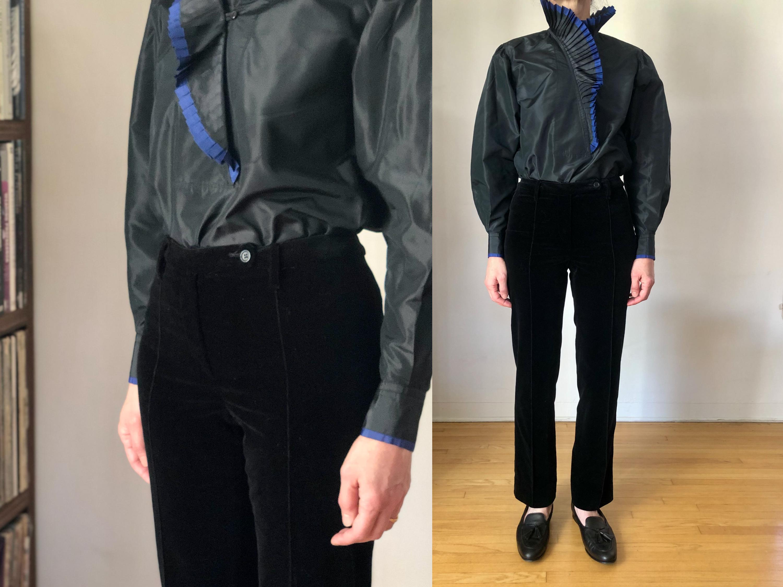 1990s Vintage Prada Black Velvet Trousers 90s Designer Bergdorf 