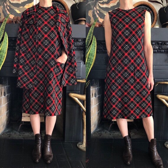 1960s Marchesa di Gresy I. Magnin & Co tartan plai