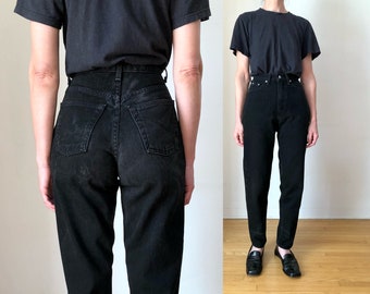 1990s vintage Gap reverse fit black jeans 90s tapered leg denim XS 24 W