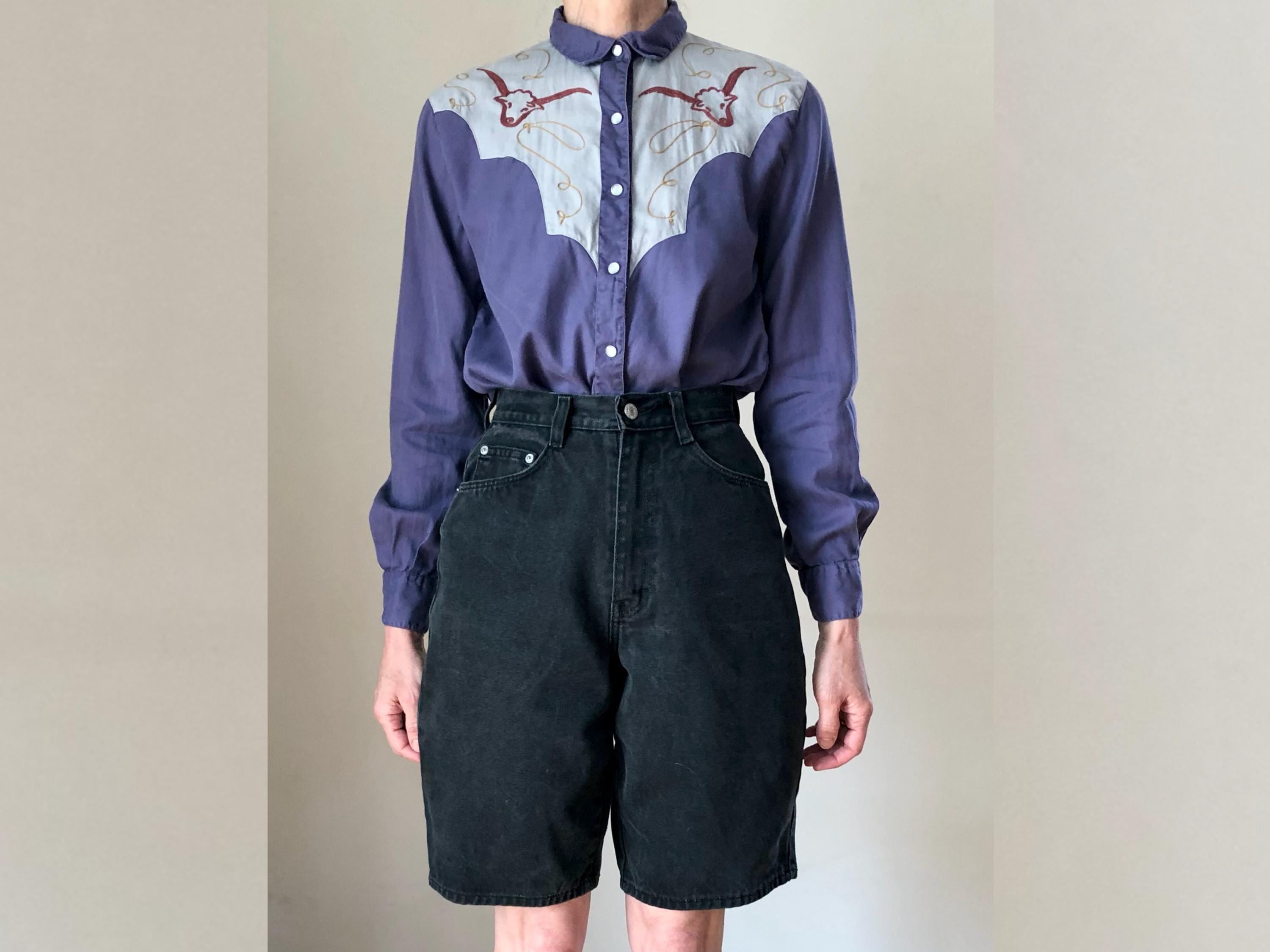1990s Vintage Black Denim Long Shorts 90s Grunge Jordache Ultra 