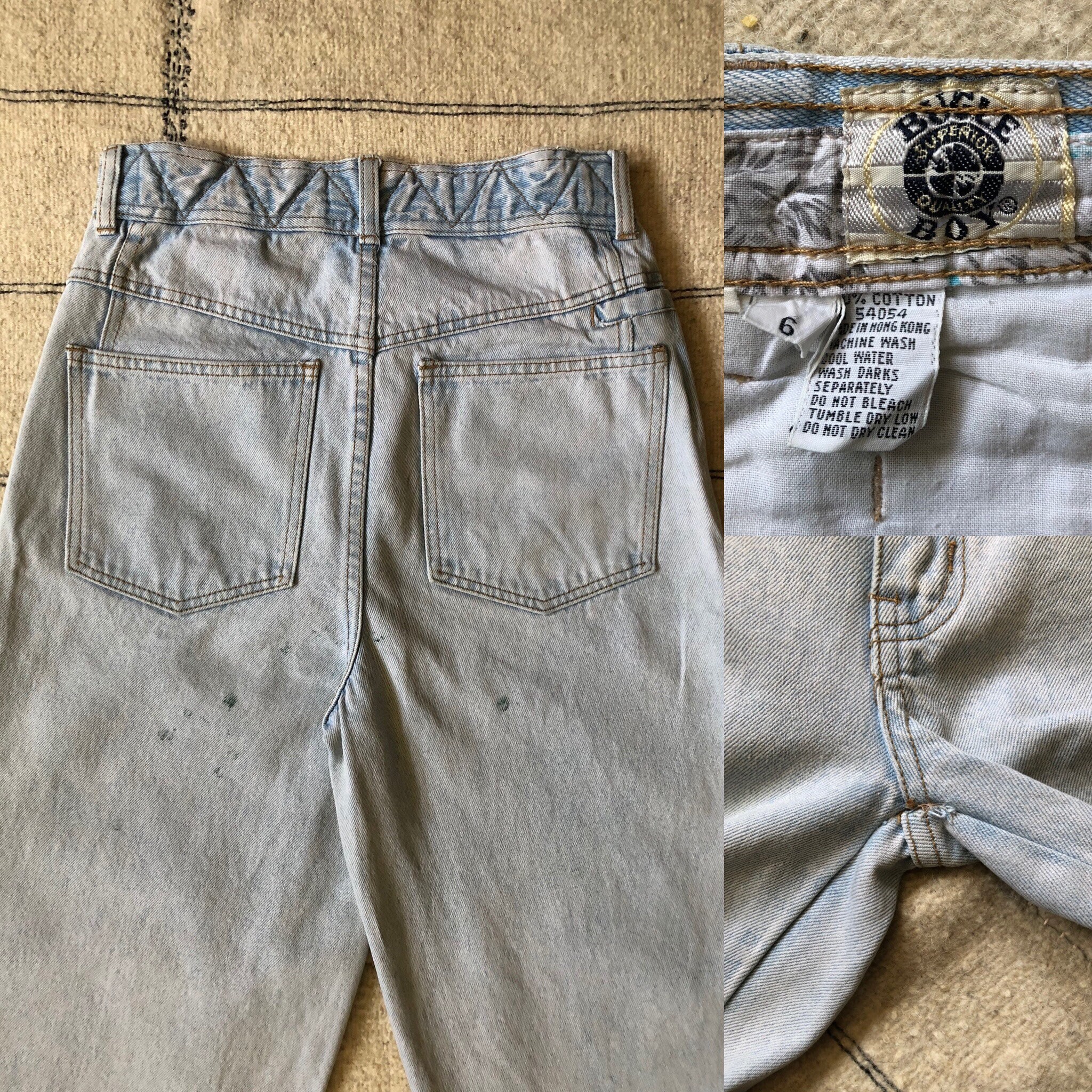 1980 vintage Bugle Boy taper pierna jeans 80s 90s light wash Etsy