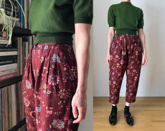 80s Kenzo Velvet Full Pleated Turquoise Floral Harem Pants - Etsy