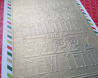 Christmas greeting card set - gold embossed greeting