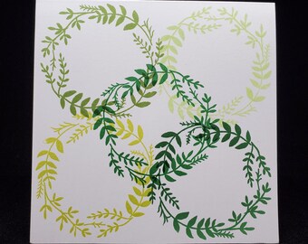 greeting card - leafy wreaths