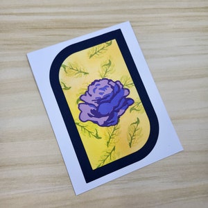 carte de voeux - rose violette & feuilles (marine)