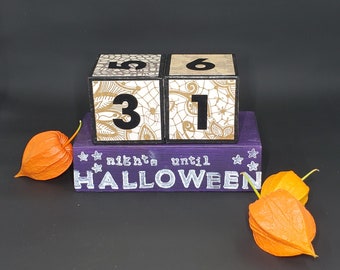 wooden Halloween countdown blocks - large black