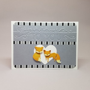 carte de mariage - Félicitations renards
