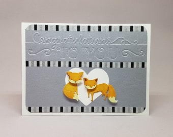 wedding card - congrats foxes