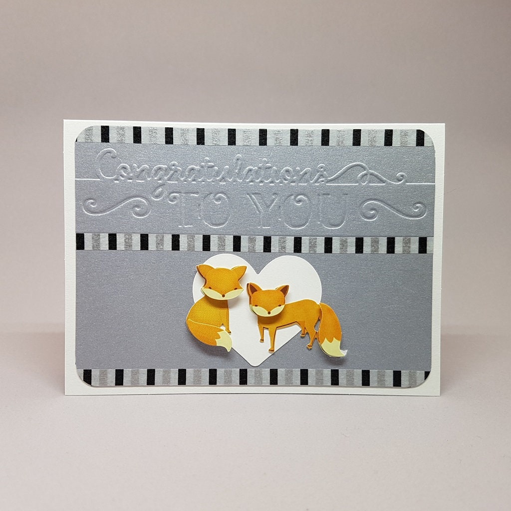 Wedding Card Congrats Foxes - Etsy