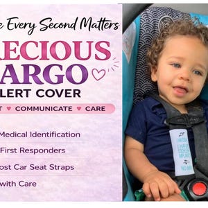 4" x 4.5" medical alert seatbelt covers. communicate critical medical information in emergency situations.