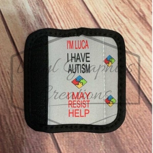 Custom 4 x 4.5 Medical Alert Seatbelt covers for child car seats. image 2