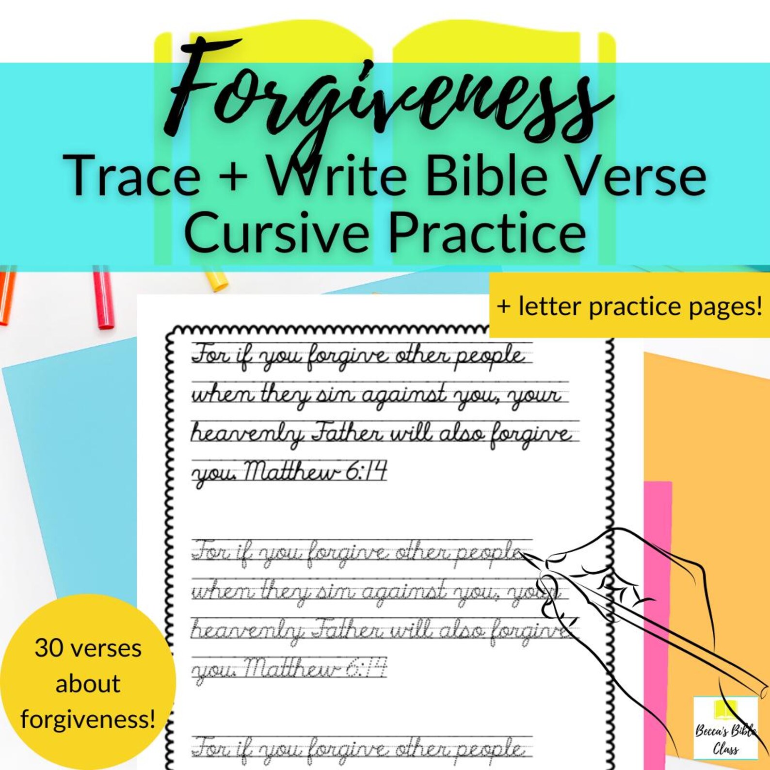 Verses About Forgiveness Cursive Bible Based Handwriting Practice for ...