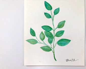 Botanical Leaf Watercolors No. 1 | 5x7in print of original watercolor painting of leaves | Perfect for a spa like atmorphere