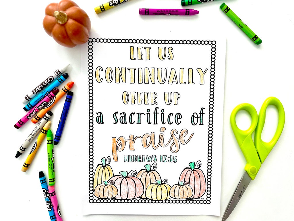 Bible Verse Coloring Sheets About Thanksgiving for Sunday School - Etsy