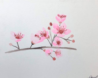 Watercolor Cherry Blossoms: Instant Download of original watercolor sakura