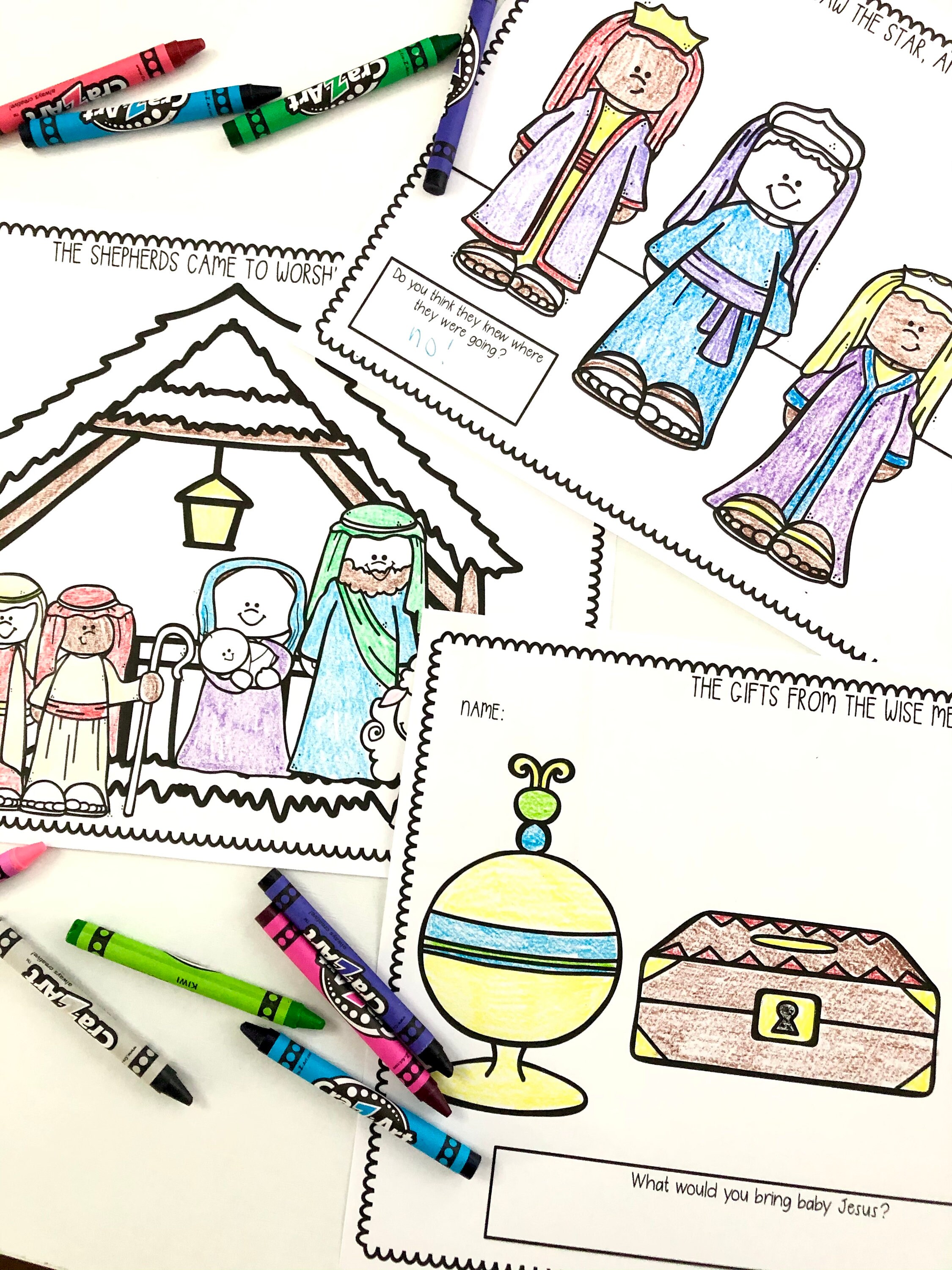 Jesus is Born Christmas Coloring Sheets for Sunday School or Homeschool ...
