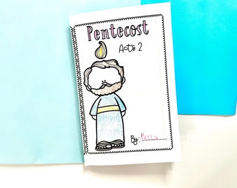 Libretto di Pentecoste // Libro stampabile sulla Pentecoste + Nascita della Chiesa // Attività biblica Print and Go per bambini nella scuola domenicale o in classe