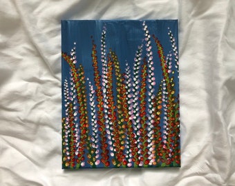 Tall Flowers: Original 8x10in acrylic fine art painting. Fine art floral painting. One of set of three.