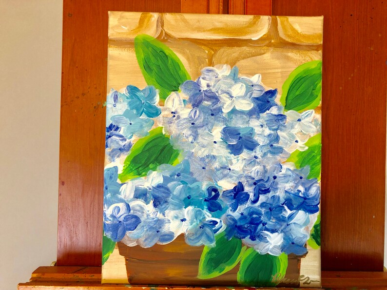 Hydrangeas in Terra Cotta Pots No. 3: Original 8x11in Painting on