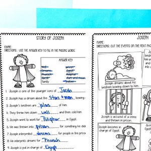 Joseph Printable Activity Sheets + Craft for Sunday School or Bible Class || Print and Go Bible Lesson for Elementary Students