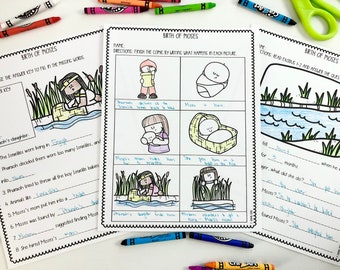 Birth of Moses Printable Activity Sheets for Sunday School || Bible Story Coloring Sheets