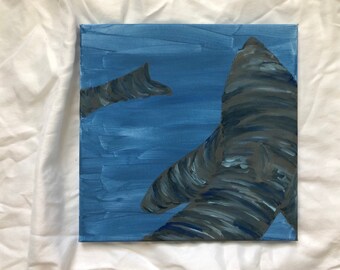 Shark Week: Original 12x12in acrylic painting | sharks in the water | Original painting of sharks | ocean art | shark week | home decor