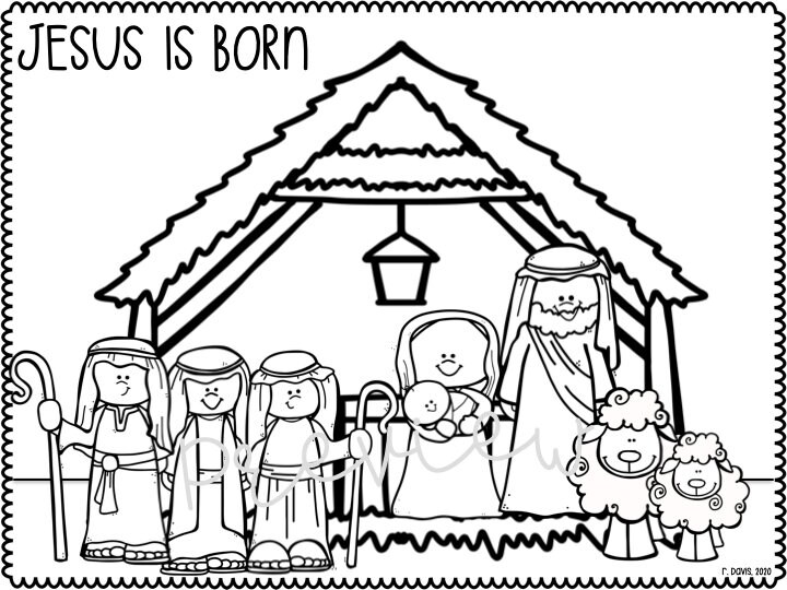 Jesus is Born Christmas Coloring Sheets for Sunday School or Homeschool ...