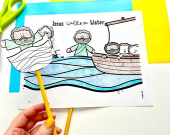 Jesus Walks on Water Object Lesson with Printable Activity Sheets + Craft || Print and Go Bible Lesson for Elementary Students