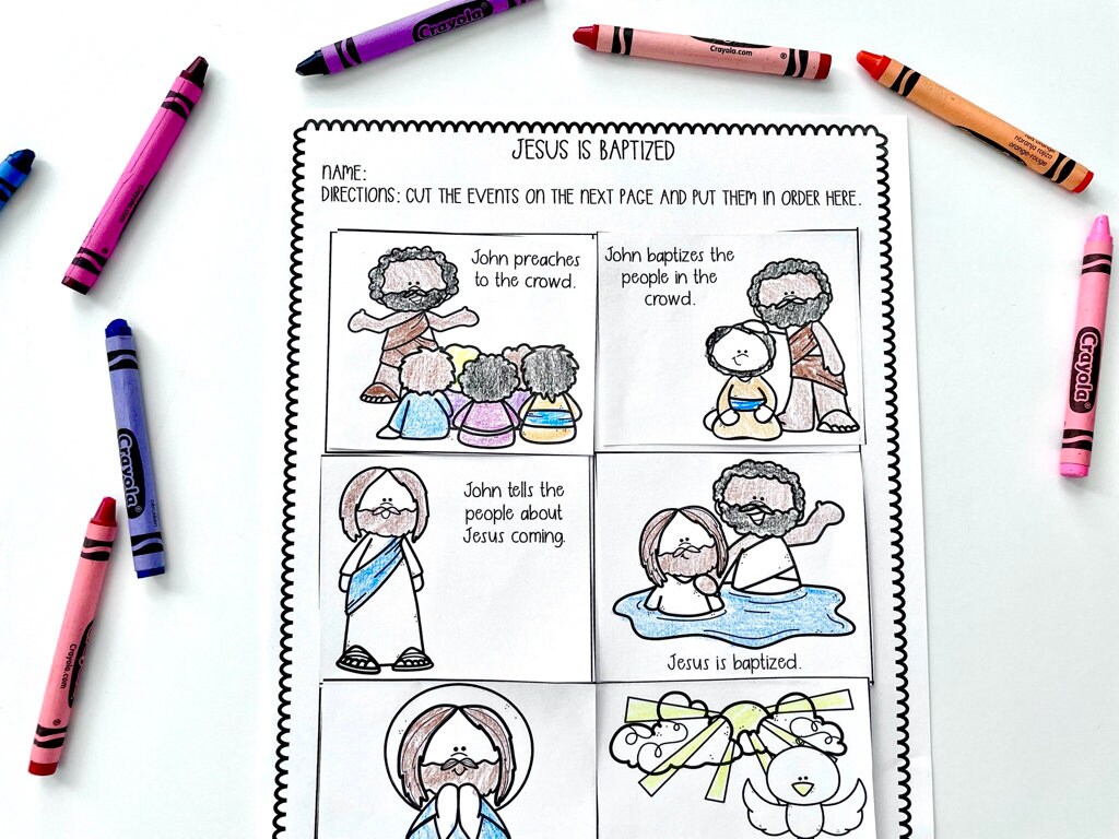 Jesus is Baptized by John the Baptist Printable Activity Sheets + Craft ...