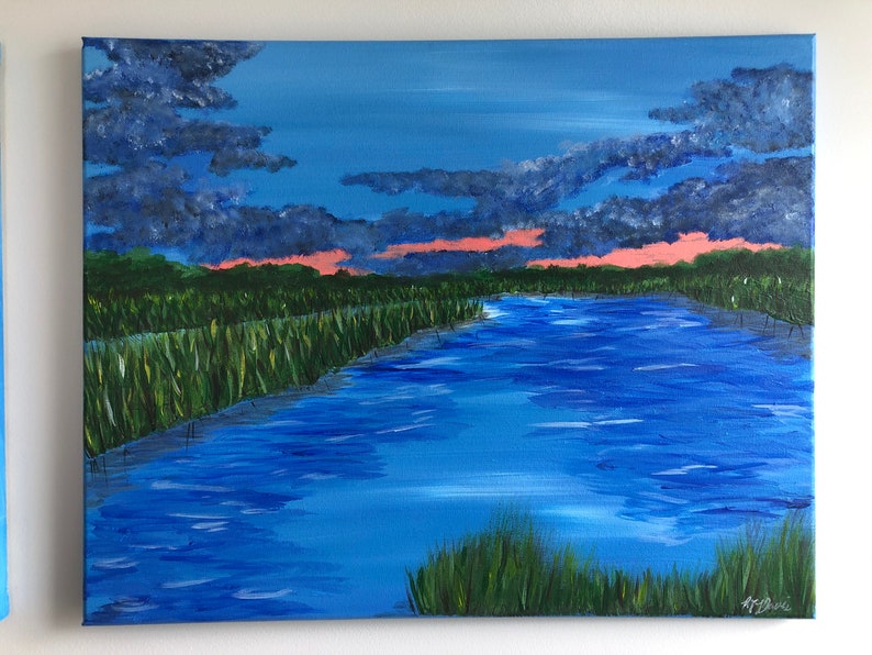5x7in Coastal Art Print Fine Art Print of Sunset on the Marsh off of Fort McAllister No 2