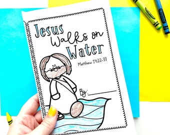 Jesus Walks on Water // Printable book about Jesus' miracle walking on water || Bible Story Coloring Activity