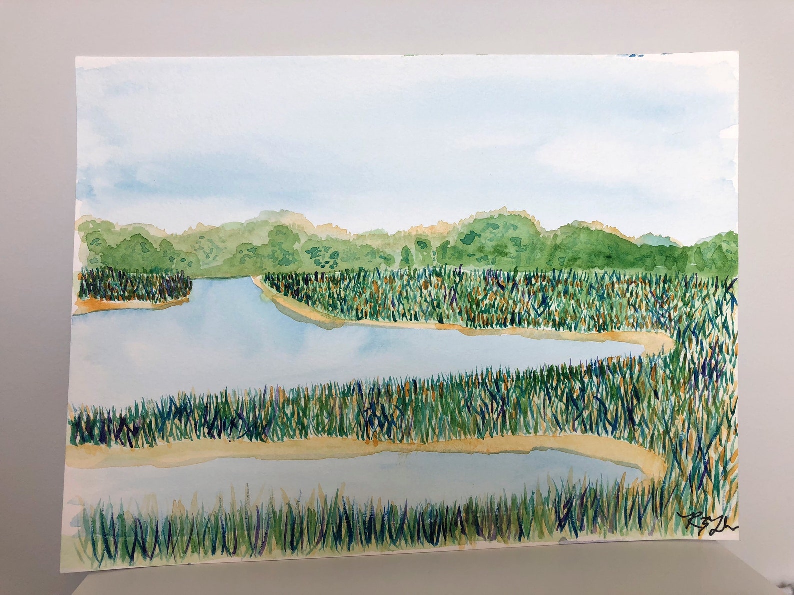 Colorful Marsh: Instant Download of Original Watercolor Painting
