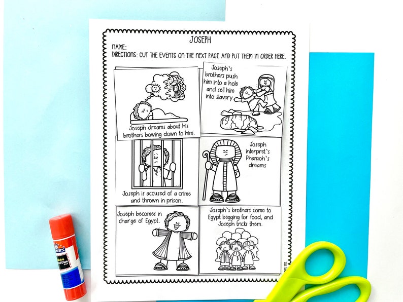 Joseph Printable Activity Sheets Craft for Sunday School or Bible Class Print and Go Bible Lesson for Elementary Students image 4