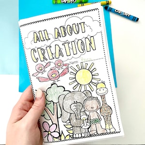 Creation Booklet // Printable book about Creation Bible story for Sunday School || Bible Story Coloring Activity