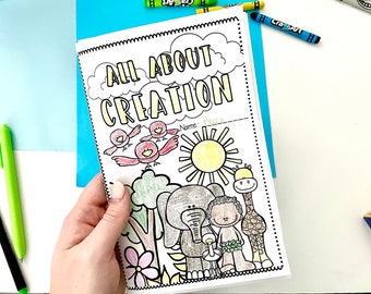Creation Booklet // Printable book about Creation Bible story for Sunday School || Bible Story Coloring Activity