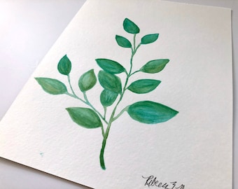 Botanical Leaf Watercolors No. 1 | 8x10in print of original watercolor painting of leaves | Perfect for a spa like atmosphere