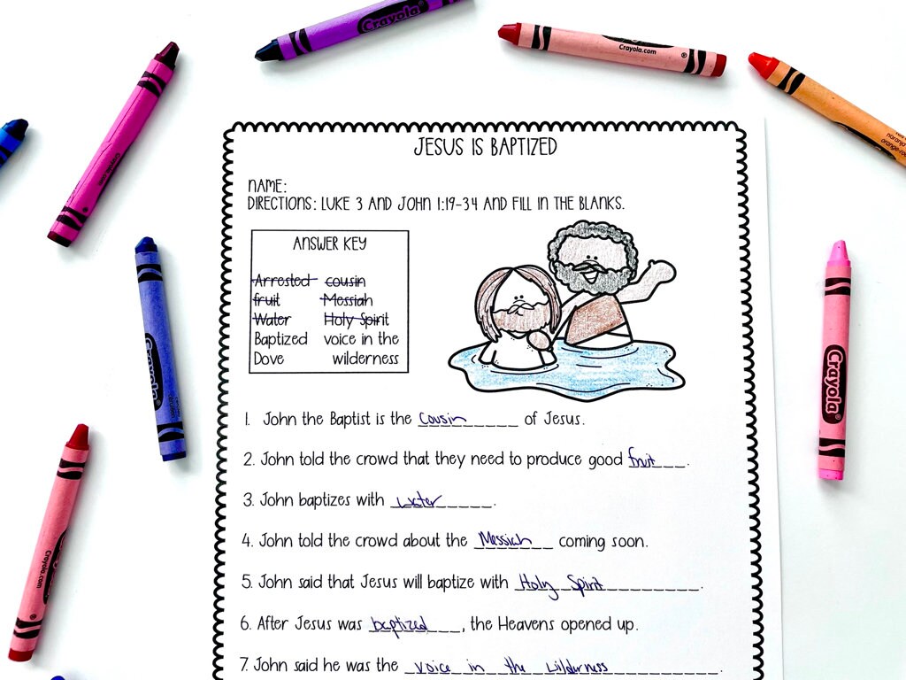 Jesus is Baptized by John the Baptist Printable Activity Sheets Craft ...