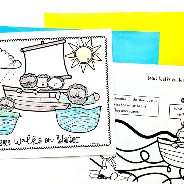 Jesus Walks on Water Miracle Coloring Sheets for Sunday School, Bible Class, Children's Church, or homeschool co-op