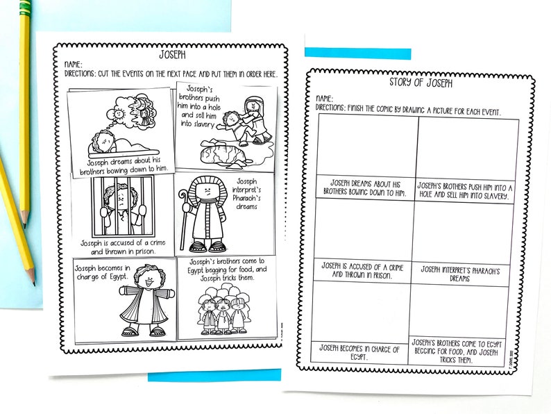 Joseph Printable Activity Sheets Craft for Sunday School or Bible Class Print and Go Bible Lesson for Elementary Students image 3