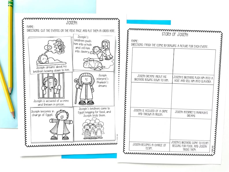 Joseph Printable Activity Sheets Craft for Sunday School or Bible Class Print and Go Bible Lesson for Elementary Students image 3