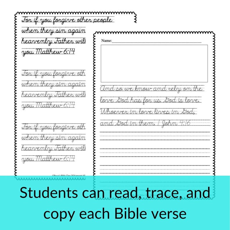 Forgiving Cursive Verses About Forgiveness Cursive Bible Based Handwriting Practice for ...