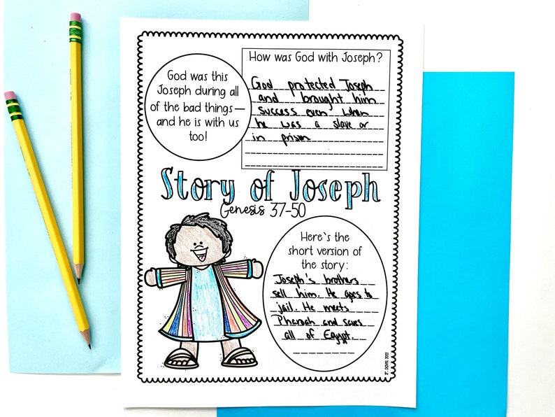 Joseph Printable Activity Sheets Craft for Sunday School or Bible Class Print and Go Bible Lesson for Elementary Students image 2