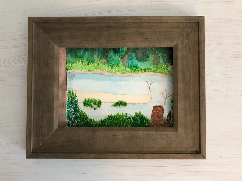 Georgia Original painting of marsh a marsh in Savannah Savannah painting. Marsh View from the Pool: Original 7x10in watercolor painting