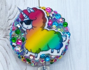 Regenbogen Einhorn Abzeichenhalter , Abzeichenrolle , Schlüsselband , Karabiner , Stethoskop Id Tag , ID Badge Holder , Nursing Student Geschenk