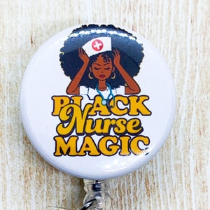 Black Nurse Magic Retractable Badge Holder , Badge Reel , Lanyard , Carabiner, Stethoscope Id Tag , ID Badge Holder , Nursing Student Gift