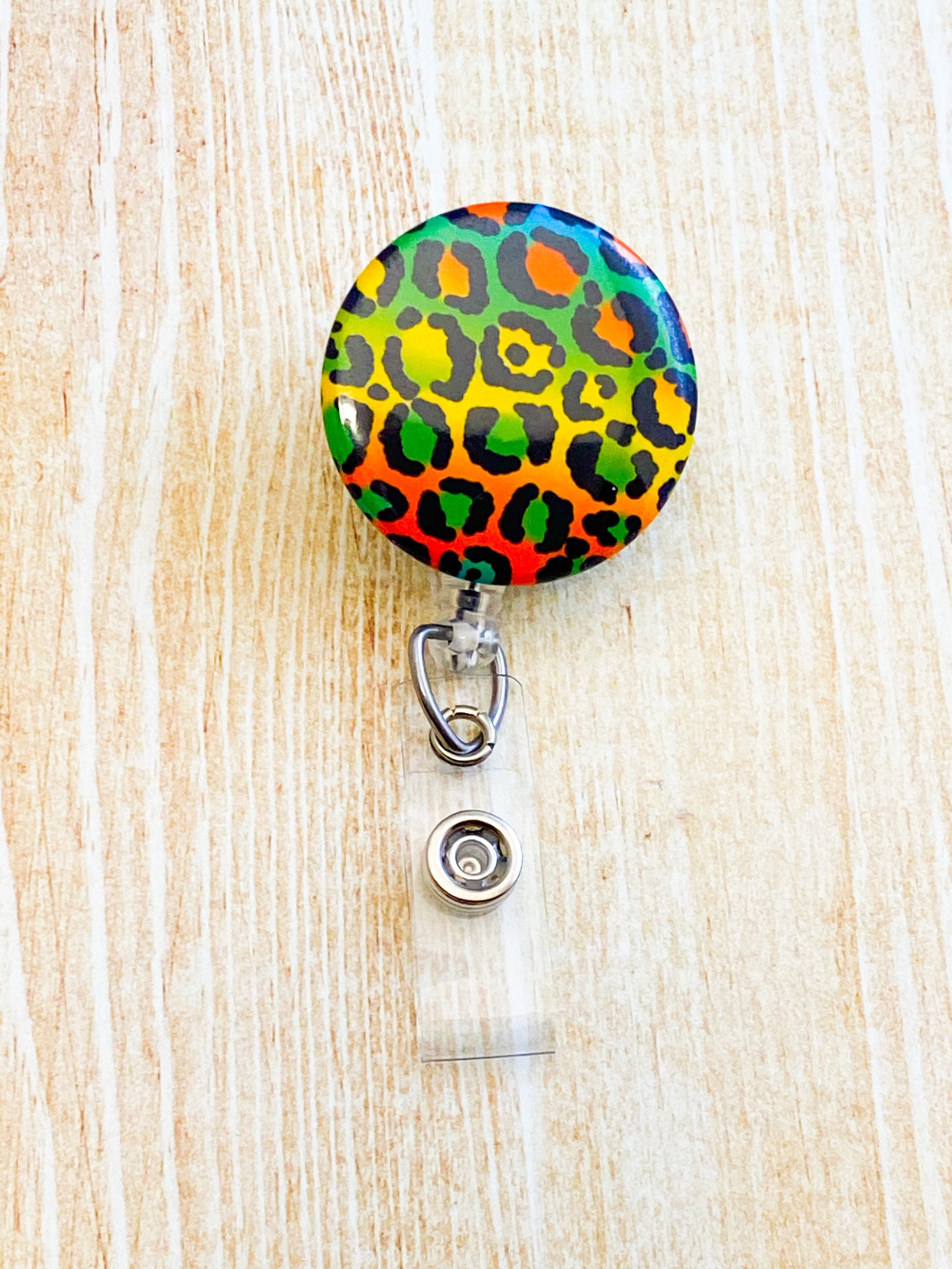 Leopard Print Retractable Badge Holder Badge Reel Lanyard Etsy