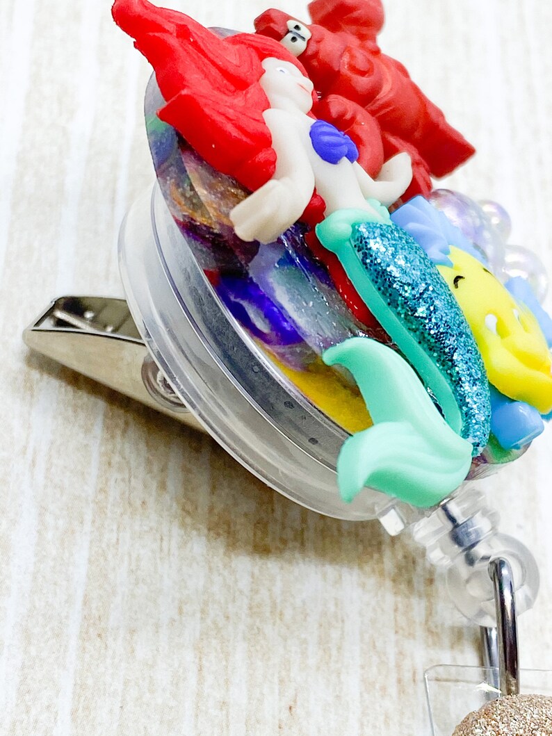 ID Badge Holder Nursing Student Gift Stethoscope Id Tag Carabiner Lanyard Badge Reel Little Mermaid Retractable Badge Holder