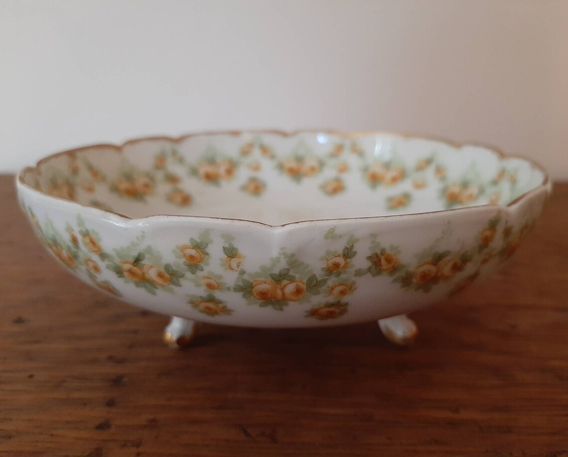 Antique Elite Works Limoges France Footed Bowl. Handpainted Etsy