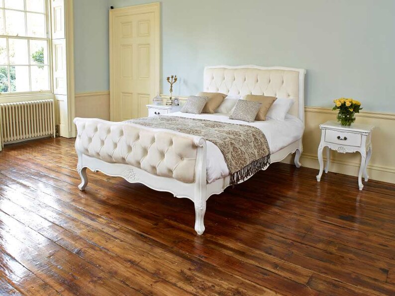 King Size Bed French Rococo Style Custom Painted And Upholstered To Order In The Uk